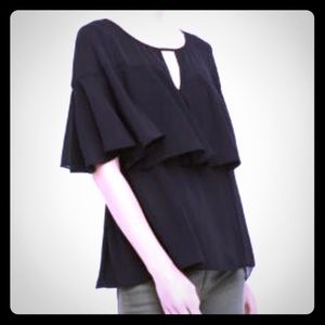 NWT Tiered Ruffle Keyhole Blouse